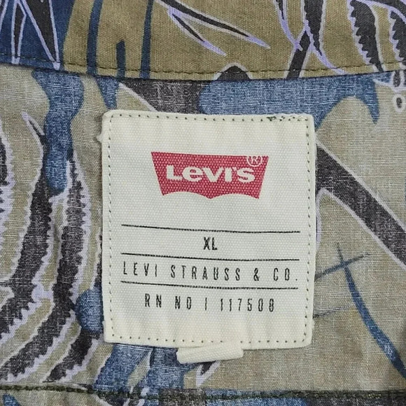 Levis Mens Hawaiian Print Short Sleeve Button-Up Shirt XL 100% Cotton 10PT - Picture 4 of 6